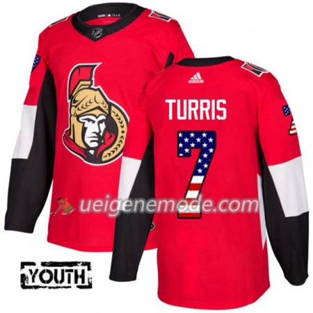 Kinder Eishockey Ottawa Senators Trikot Kyle Turris 7 Adidas 2017-2018 Rot USA Flag Fashion Authentic